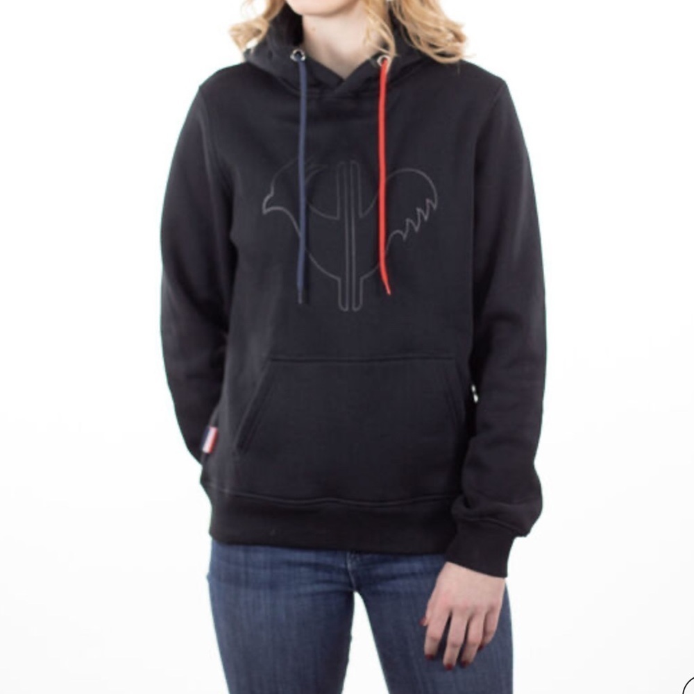 Rossignol French Black Rooster Logo Hoodie Sweatshirt Medium M Apres Ski Luxury